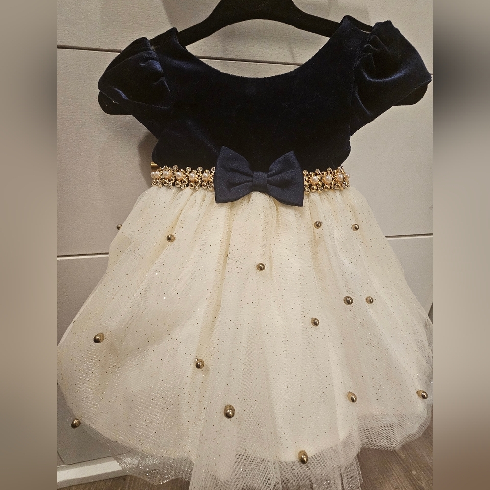 Elegant Navy and Cream Kids Dress